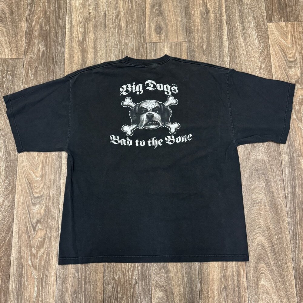VTG Big Dogs Shirt Men's 2XL Black Bad to the Bone Santa Barbara USA Y2K 00s